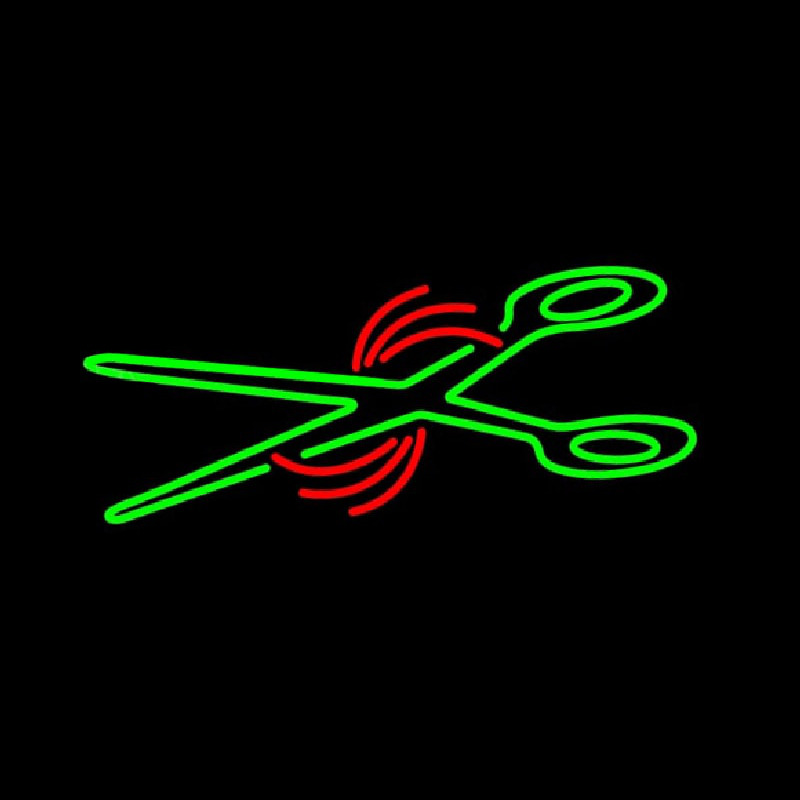 Green Scissor Logo Enseigne Néon