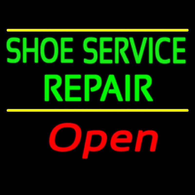 Green Shoe Service Repair Open Enseigne Néon