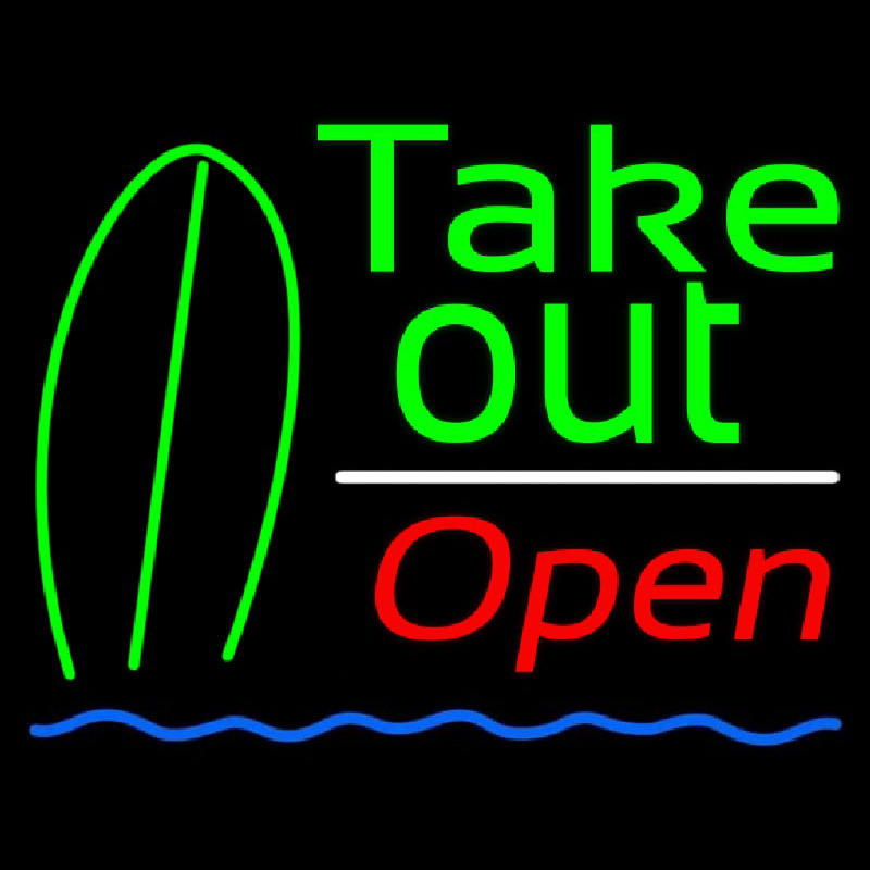 Green Take Out Bar Open Enseigne Néon