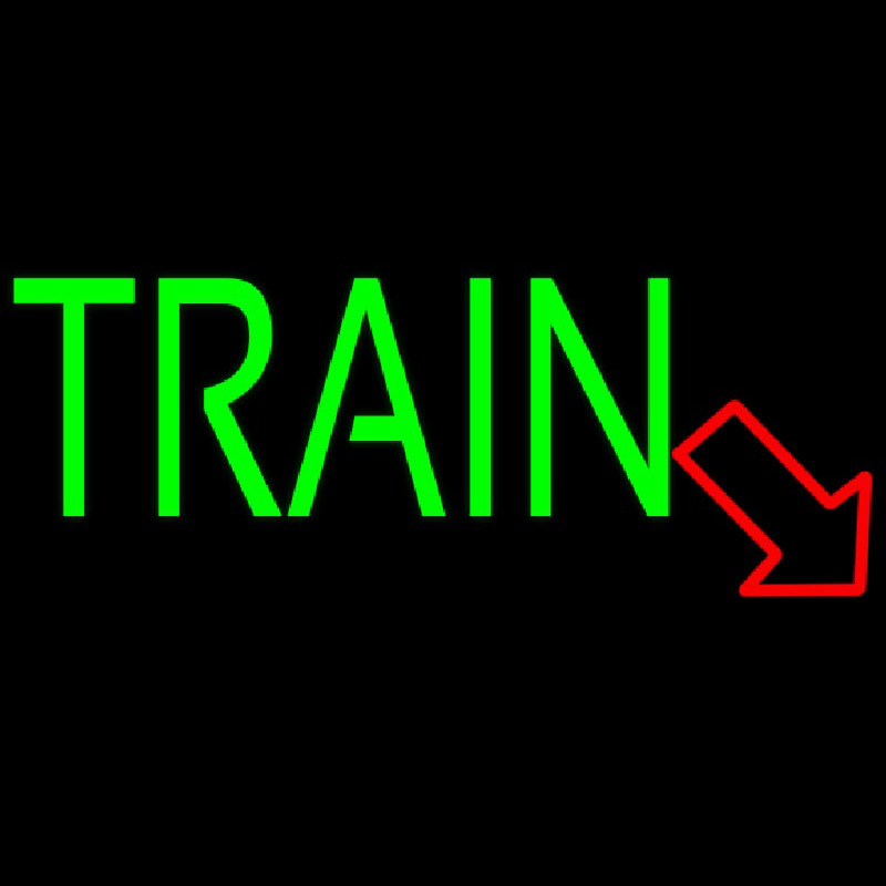 Green Train With Red Arrow Enseigne Néon