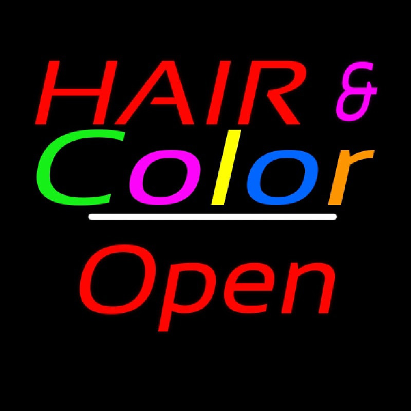 Hair And Color Open White Line Enseigne Néon