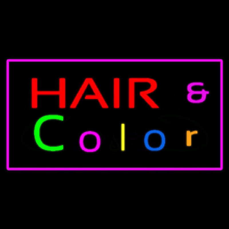 Hair And Color With Pink Border Enseigne Néon