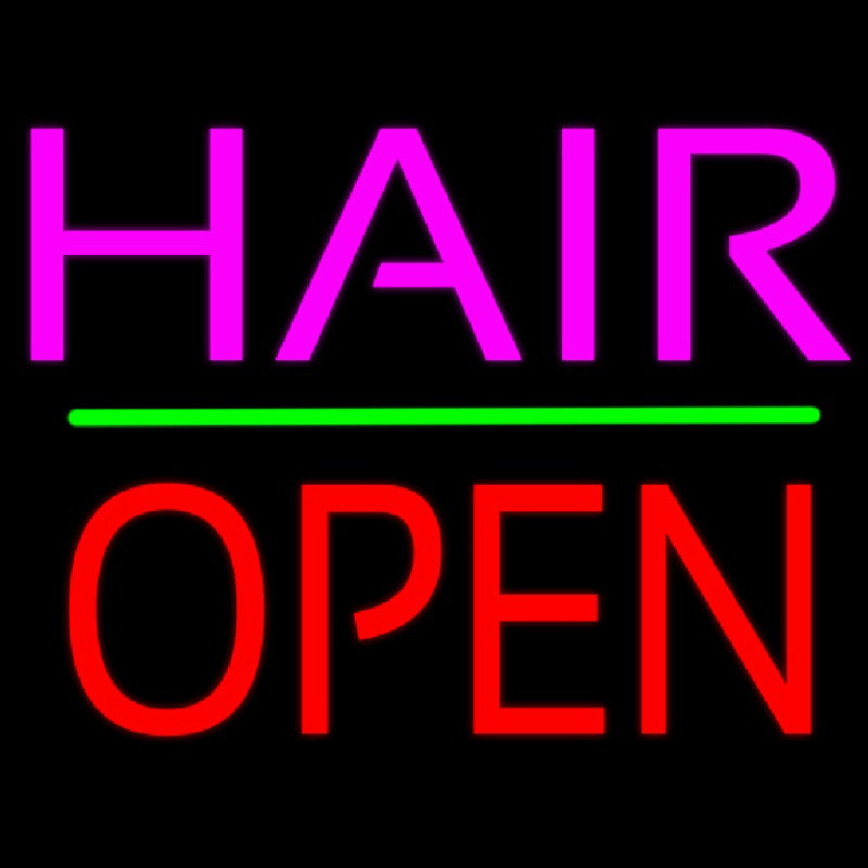 Hair Block Open Green Line Enseigne Néon