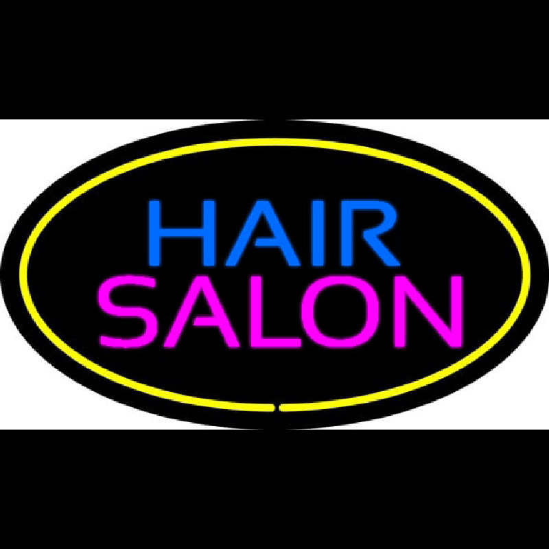 Hair Salon Oval Yellow Enseigne Néon