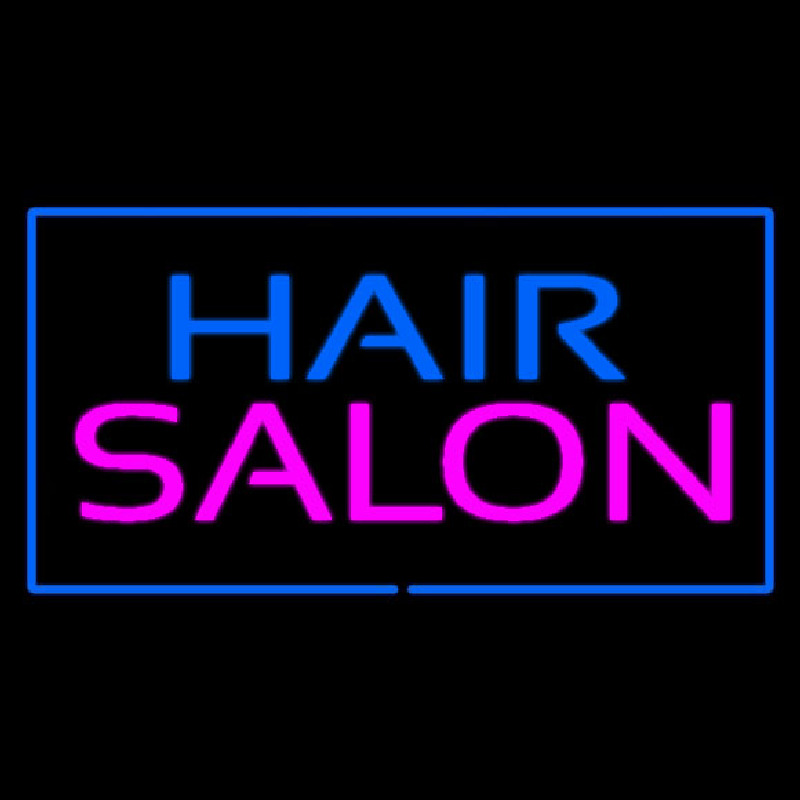 Hair Salon Rectangle Blue Enseigne Néon