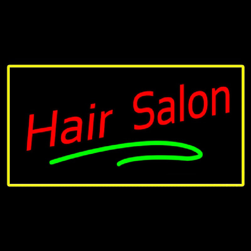 Hair Salon Rectangle Yellow Enseigne Néon