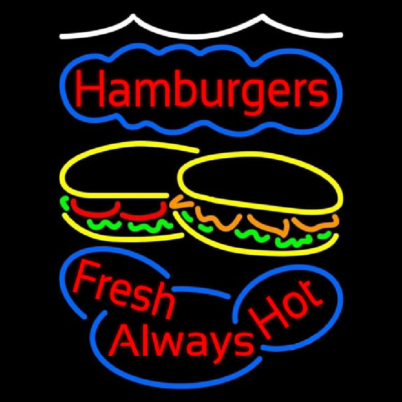 Hamburgers Fresh Always Hot Enseigne Néon