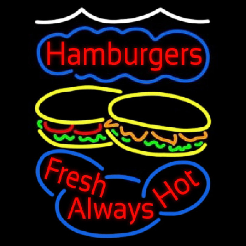 Hamburgers Fresh Always Hot Enseigne Néon