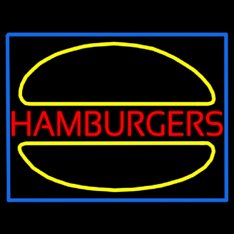 Hamburgers Logo Blue Border Enseigne Néon