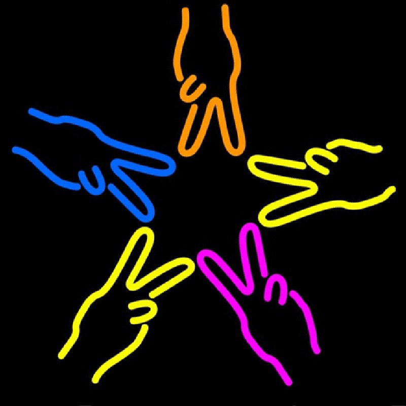Hands Peace Enseigne Néon
