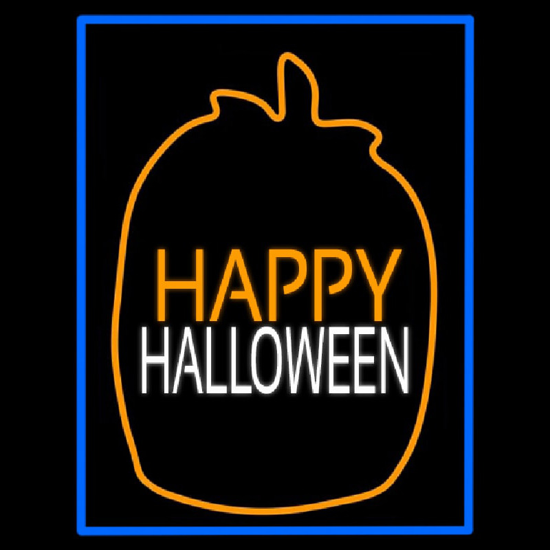 Happy Halloween With Blue Border Enseigne Néon