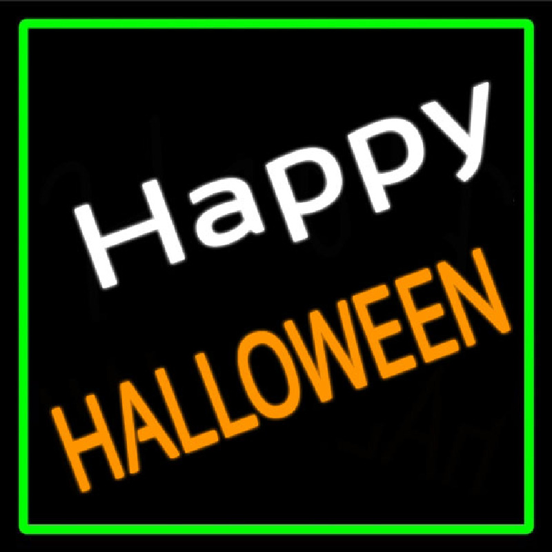 Happy Halloween With Green Border Enseigne Néon