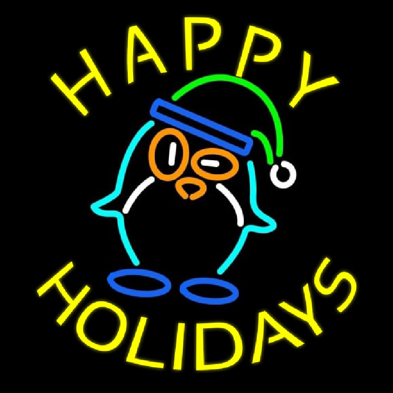 Happy Holidays With Snow Man Logo Enseigne Néon