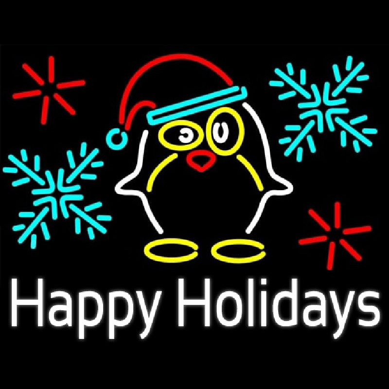 Happy Holidays With Snow Man Logo Enseigne Néon