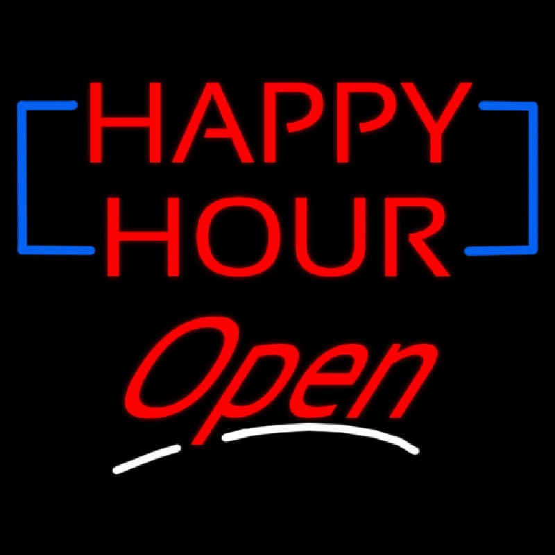 Happy Hour Cursive Open Enseigne Néon