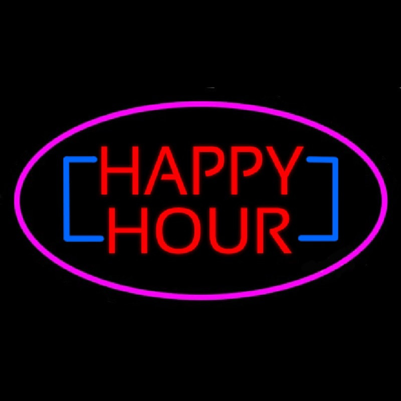 Happy Hour Oval Pink Enseigne Néon