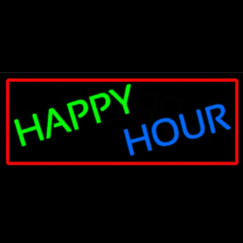 Happy Hours With Red Border Enseigne Néon