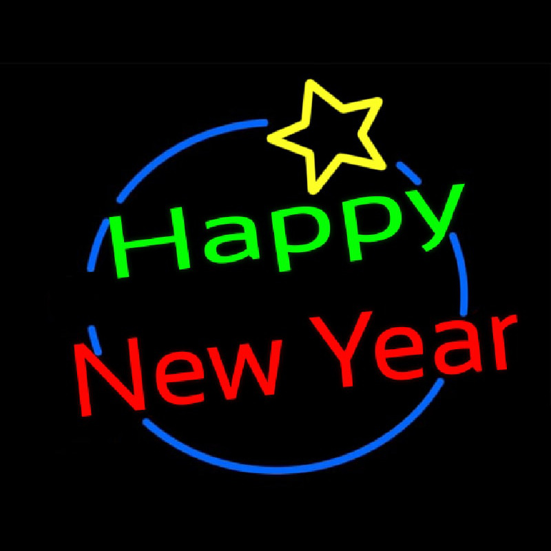 Happy New Year Logo Enseigne Néon