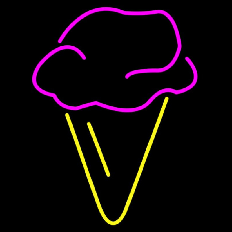 Hard Ice Cream In Pink With Yellow Cone Enseigne Néon