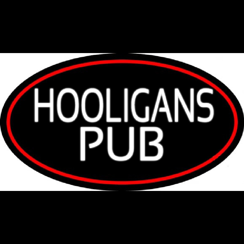 Hooligans Pub Oval With Red Border Enseigne Néon