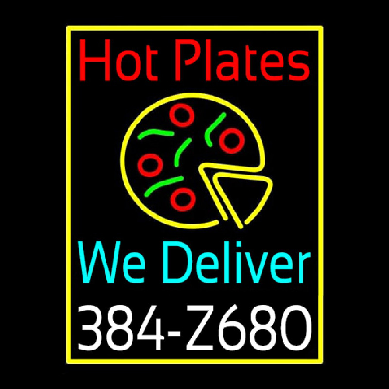 Hot Plates Pizza We Deliver Enseigne Néon
