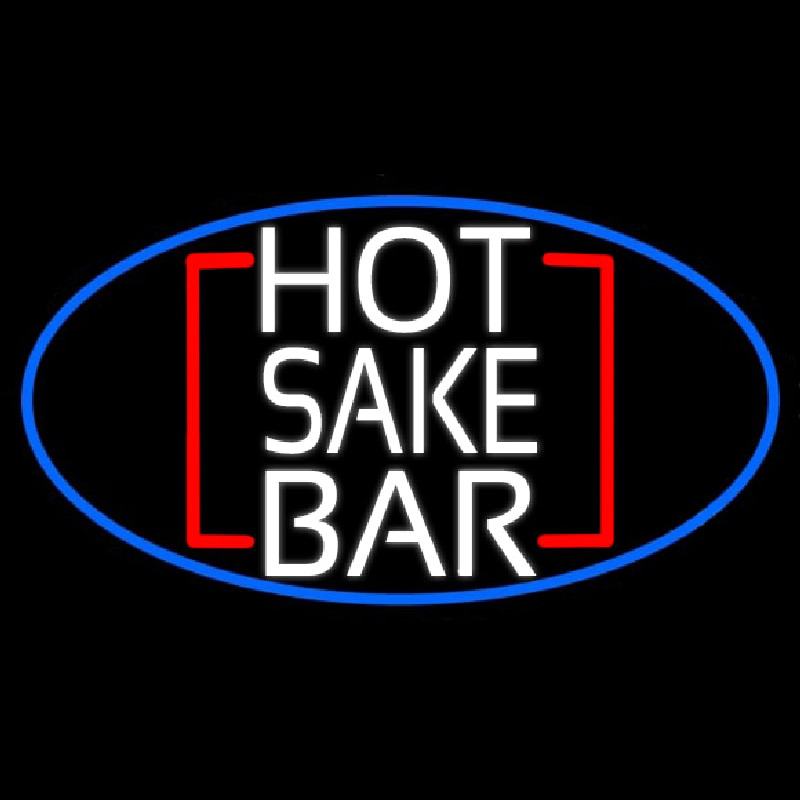 Hot Sake Bar Oval With Blue Border Enseigne Néon