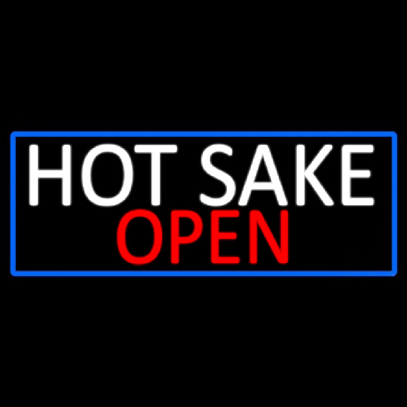 Hot Sake Open With Blue Border Enseigne Néon