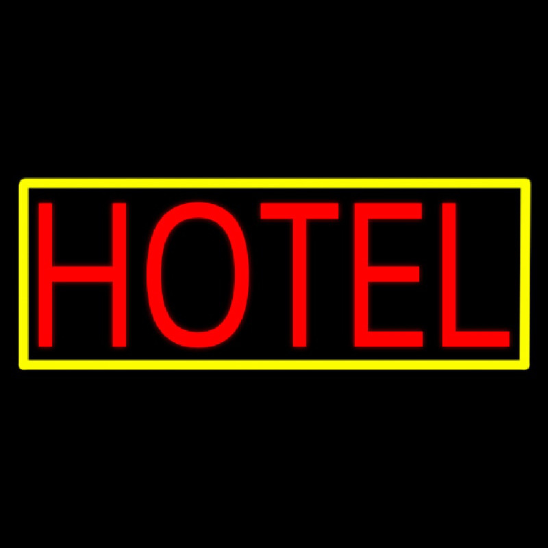 Hotel With Yellow Border Enseigne Néon