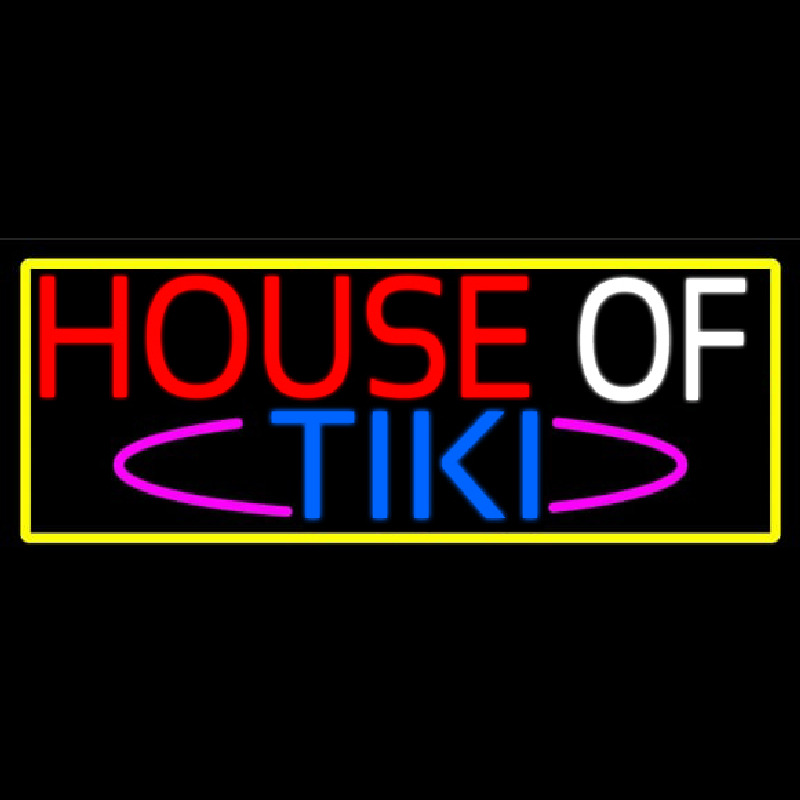 House Of Tiki With Yellow Border Enseigne Néon