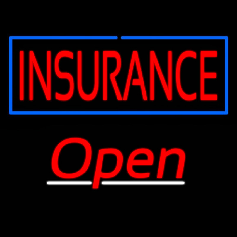 Insurance Blue Border Open Enseigne Néon