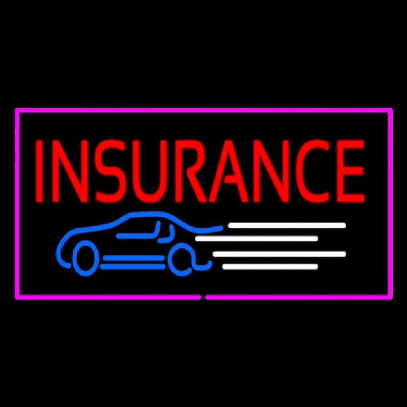 Insurance Car Logo Pink Border Enseigne Néon