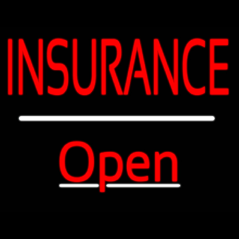Insurance Open White Line Enseigne Néon