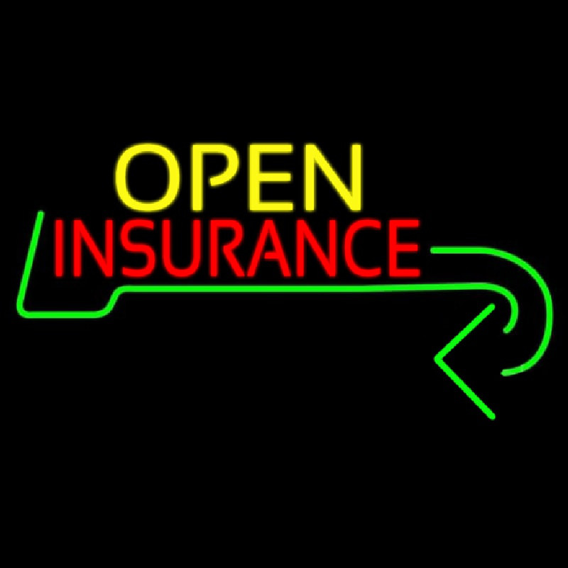 Insurance Open With Arrow Enseigne Néon