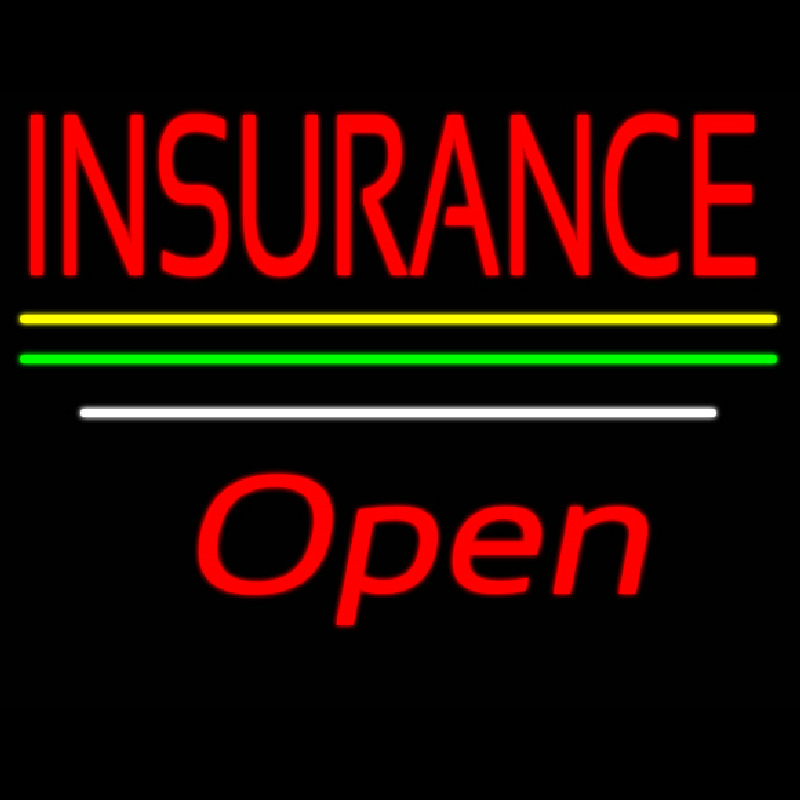 Insurance Open Yellow Green White Line Enseigne Néon