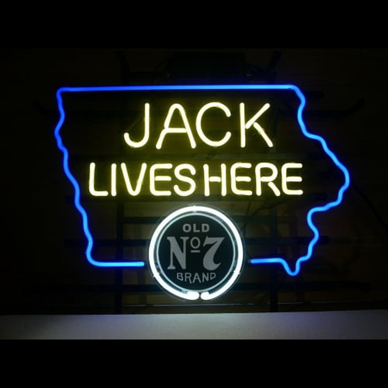 Jack Daniels Jack Lives Here IOWA Whiskey Enseigne Néon