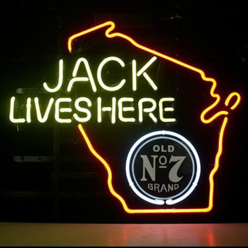 Jack Daniels Lives Here Whiskey Wisconsin Neon Bière Enseigne