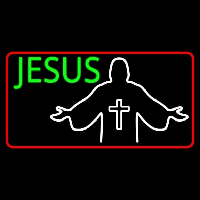 Jesus Christian Cross With Border Enseigne Néon