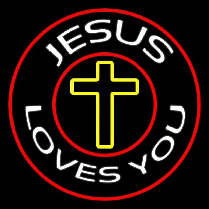 Jesus Loves You With Red Border Enseigne Néon