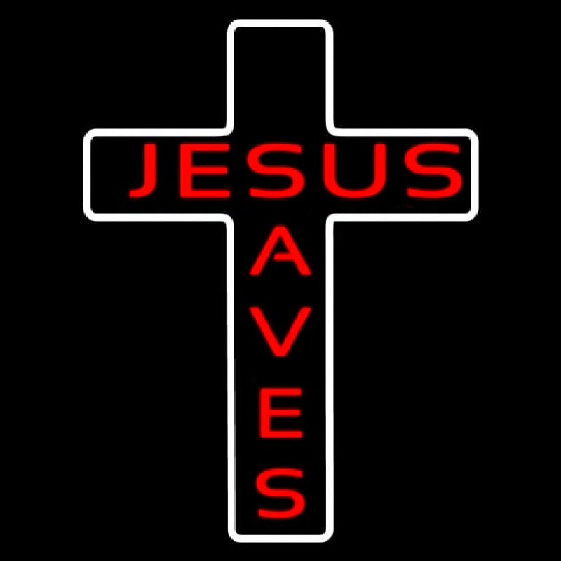 Jesus Saves White Cross Enseigne Néon