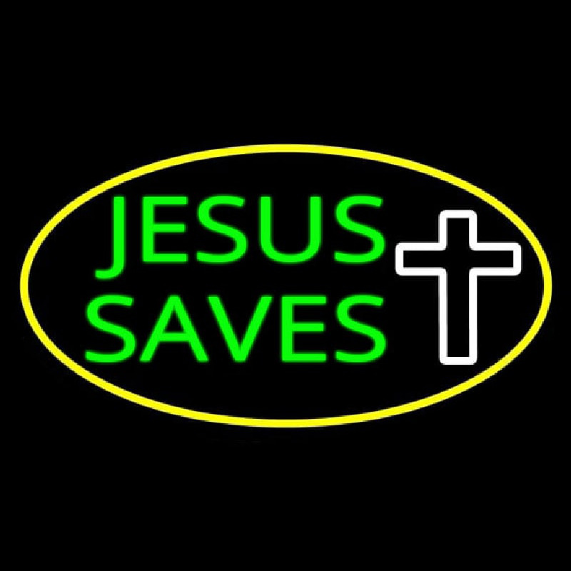 Jesus Saves White Cross With Border Enseigne Néon
