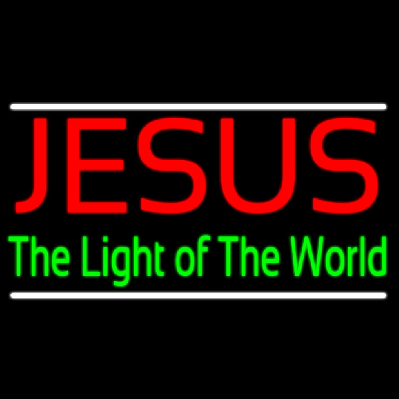 Jesus The Light Of World With Line Enseigne Néon