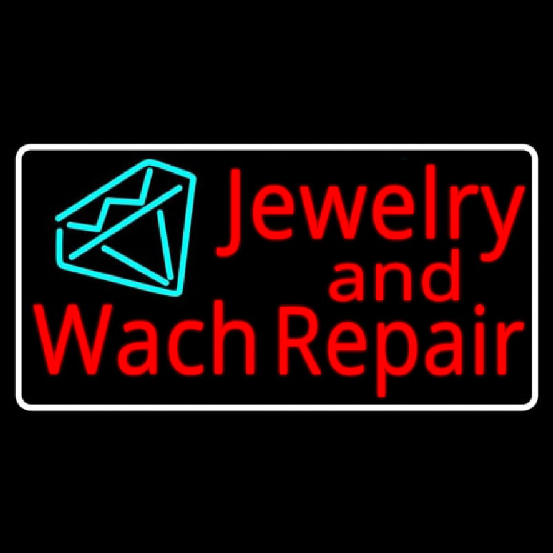 Jewelry And Watch Repair Turquoise Diamond Logo Enseigne Néon