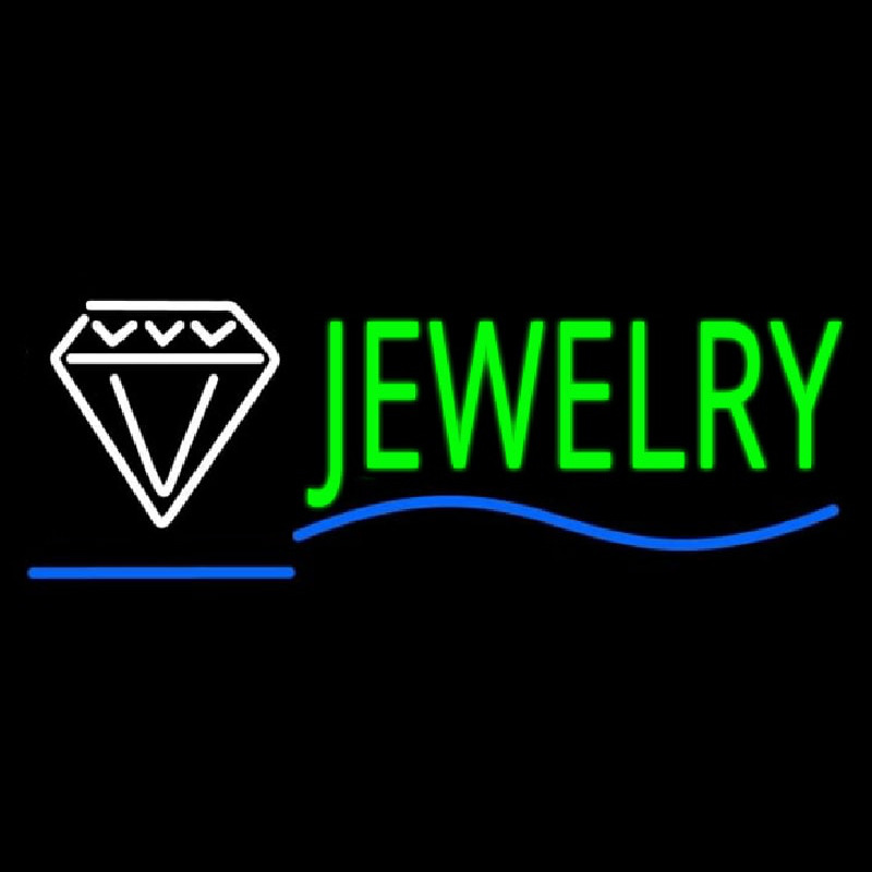 Jewelry Block Diamond Logo Blue Line Enseigne Néon