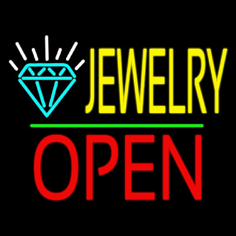 Jewelry Logo Open Green Line Enseigne Néon