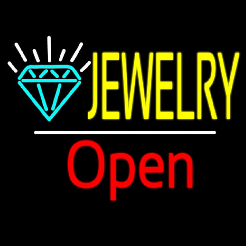 Jewelry Logo White Line Open Enseigne Néon