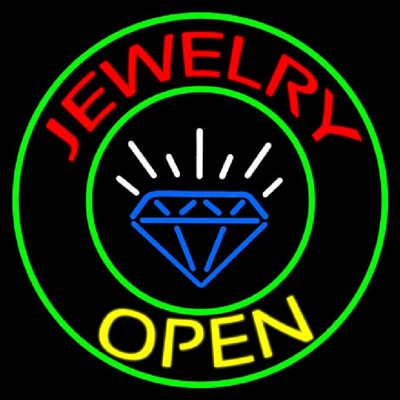 Jewelry Open Blue Logo Enseigne Néon
