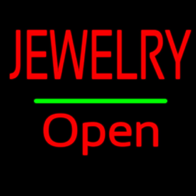 Jewelry Open Green Line Enseigne Néon