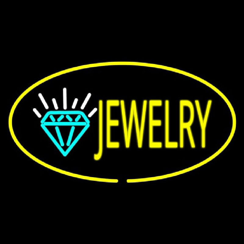 Jewelry Oval Yellow Enseigne Néon
