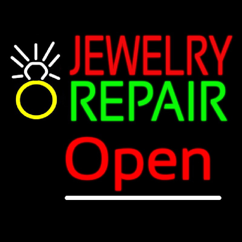 Jewelry Repair Logo Open Enseigne Néon