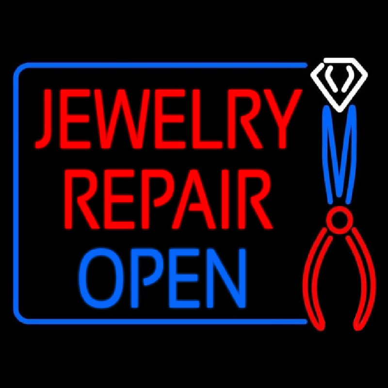 Jewelry Repair Open Block Enseigne Néon